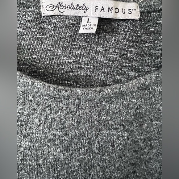 Absolutely Famous Gray Cold Shoulder Dress/Knee Length/ HAS POCKETS! Large/ NWT! - Picture 4 of 6